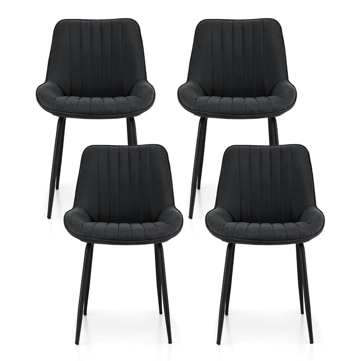 Levi (Set of 4) PU Leather Dining Chairs - Black - Homecoze