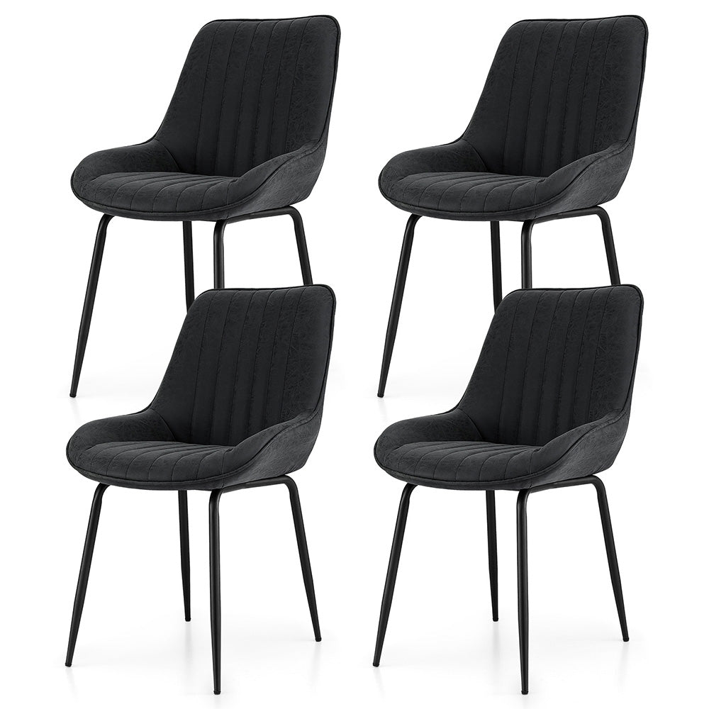 Levi (Set of 4) PU Leather Dining Chairs - Black - Homecoze