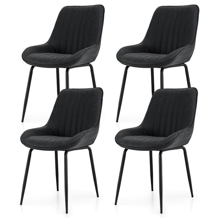 Levi (Set of 4) PU Leather Dining Chairs - Black - Homecoze
