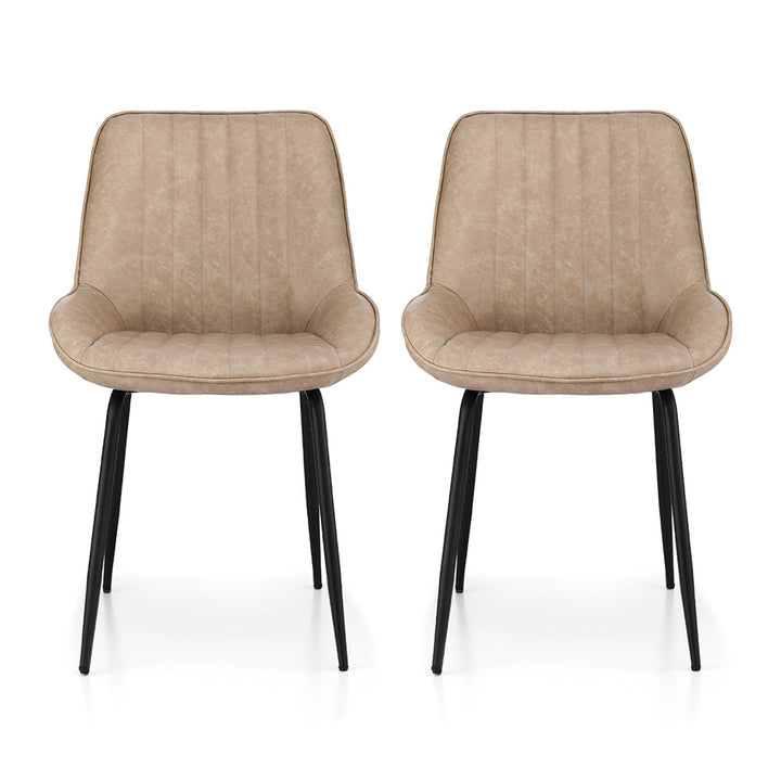 Levi (Set of 2) PU Leather Dining Chairs - Khaki - Homecoze