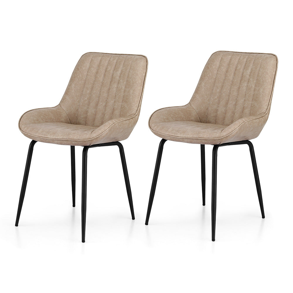 Levi (Set of 2) PU Leather Dining Chairs - Khaki - Homecoze
