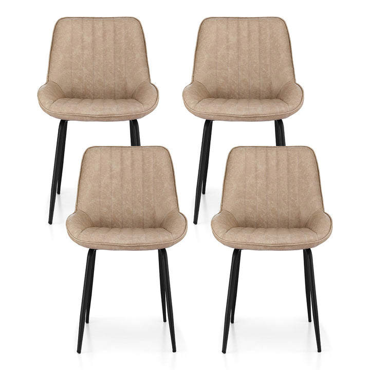 Levi (Set of 4) PU Leather Dining Chairs - Khaki - Homecoze