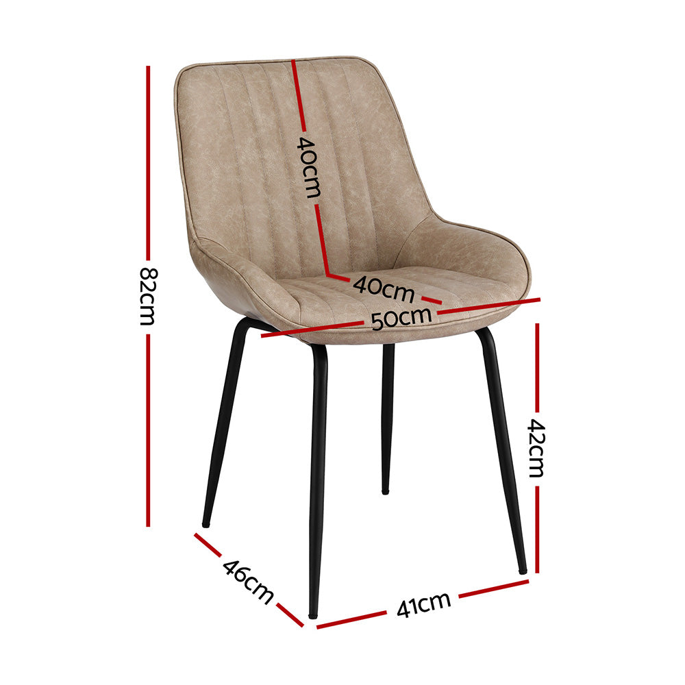Levi (Set of 4) PU Leather Dining Chairs - Khaki - Homecoze