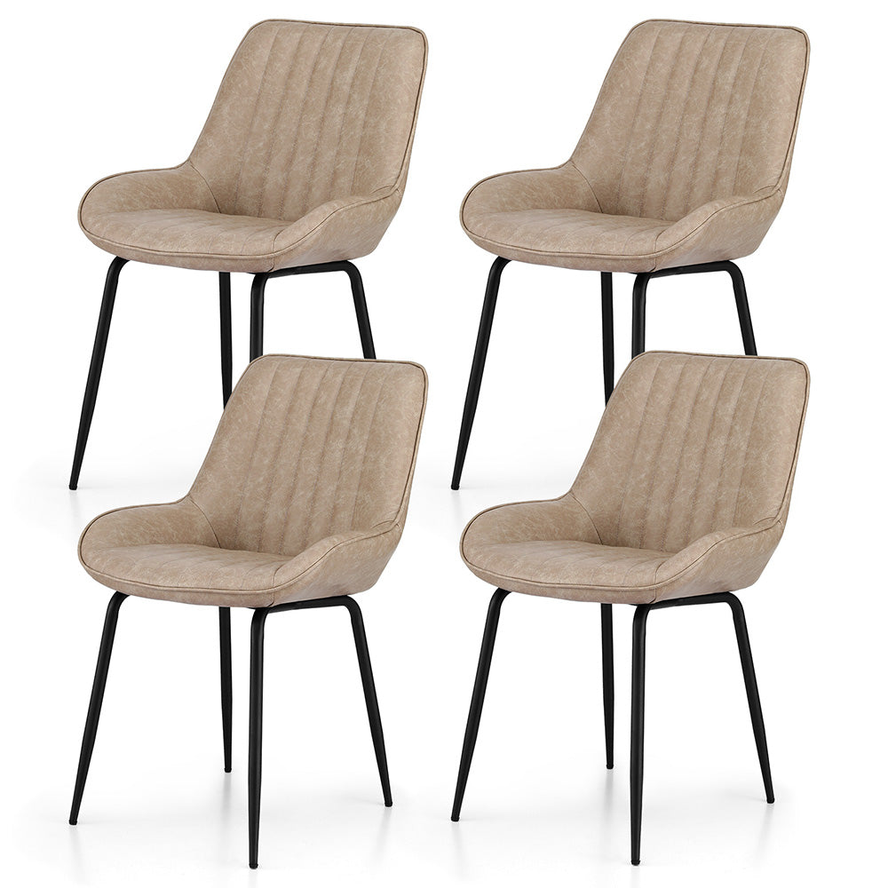 Levi (Set of 4) PU Leather Dining Chairs - Khaki - Homecoze