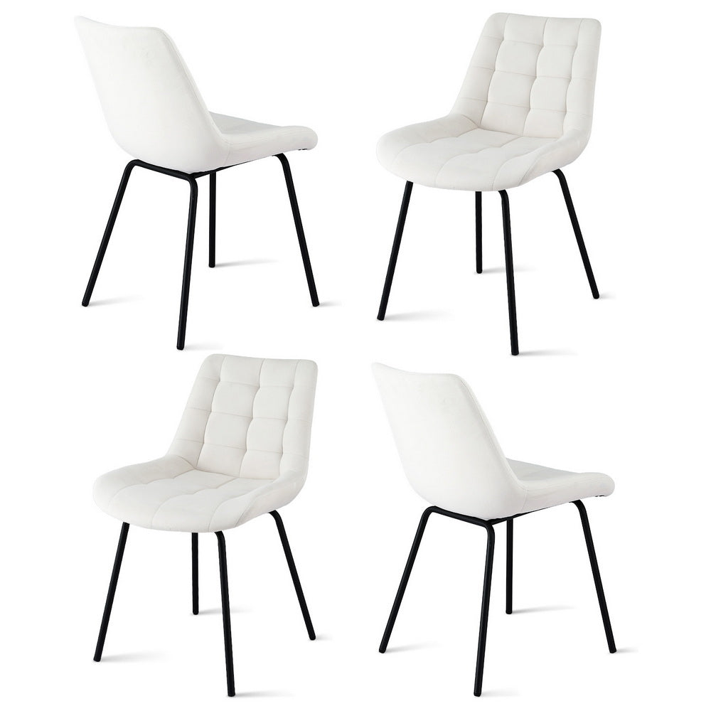 Danica (Set of 4) Velvet Dining Chairs - Beige