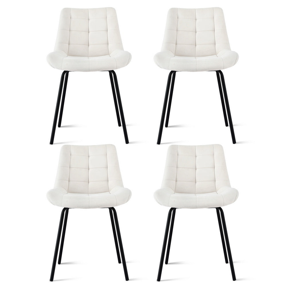 Danica (Set of 4) Velvet Dining Chairs - Beige