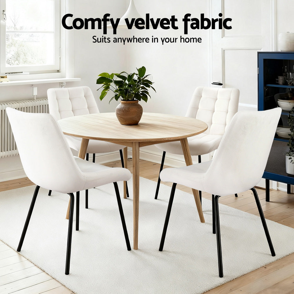 Danica (Set of 4) Velvet Dining Chairs - Beige