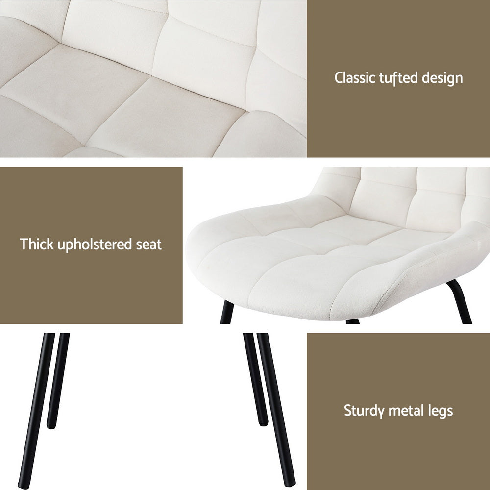 Danica (Set of 4) Velvet Dining Chairs - Beige