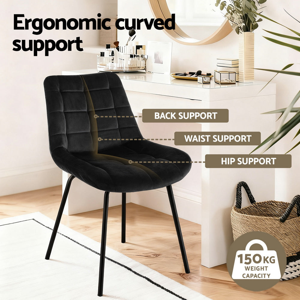 Danica (Set of 2) Velvet Dining Chairs - Black