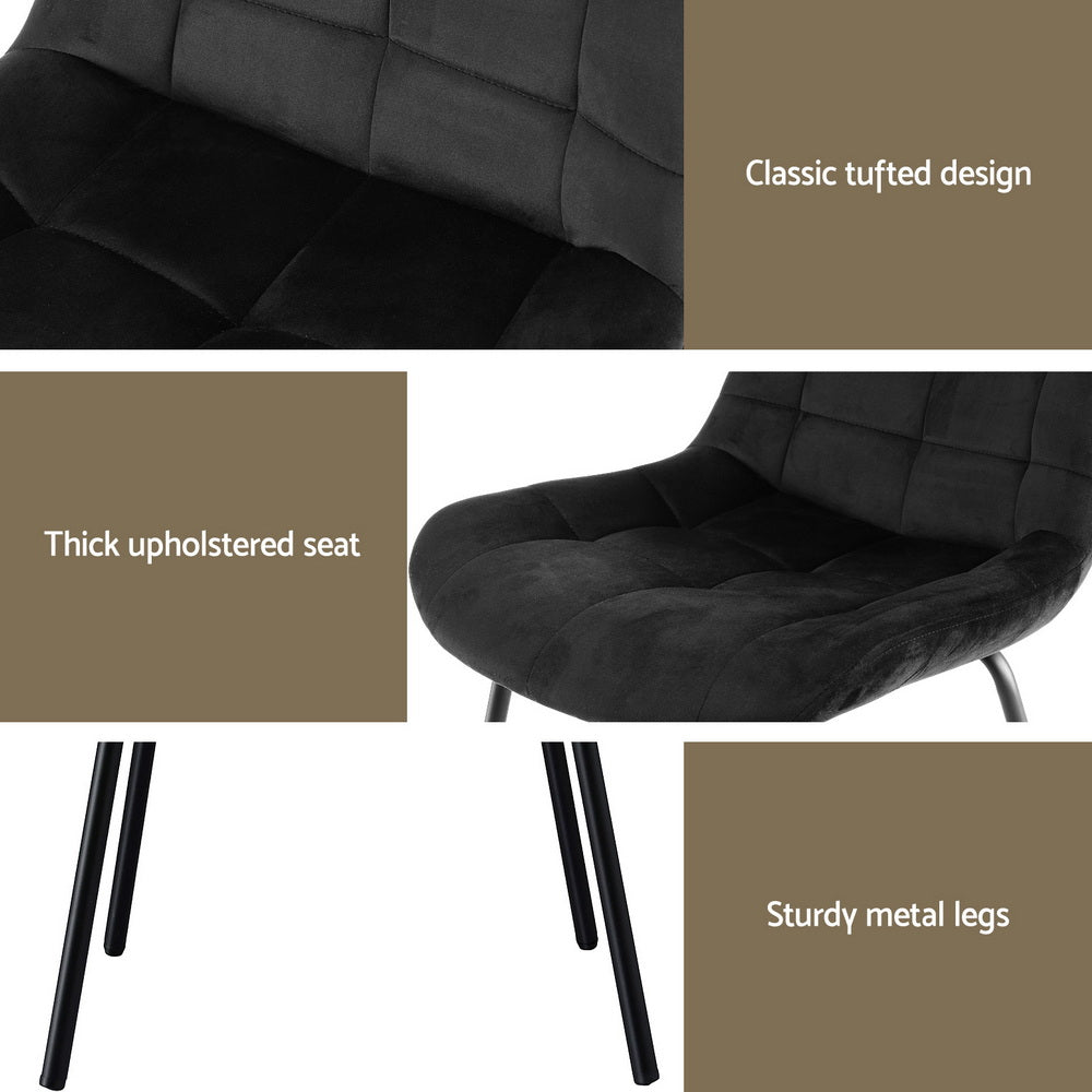 Danica (Set of 2) Velvet Dining Chairs - Black