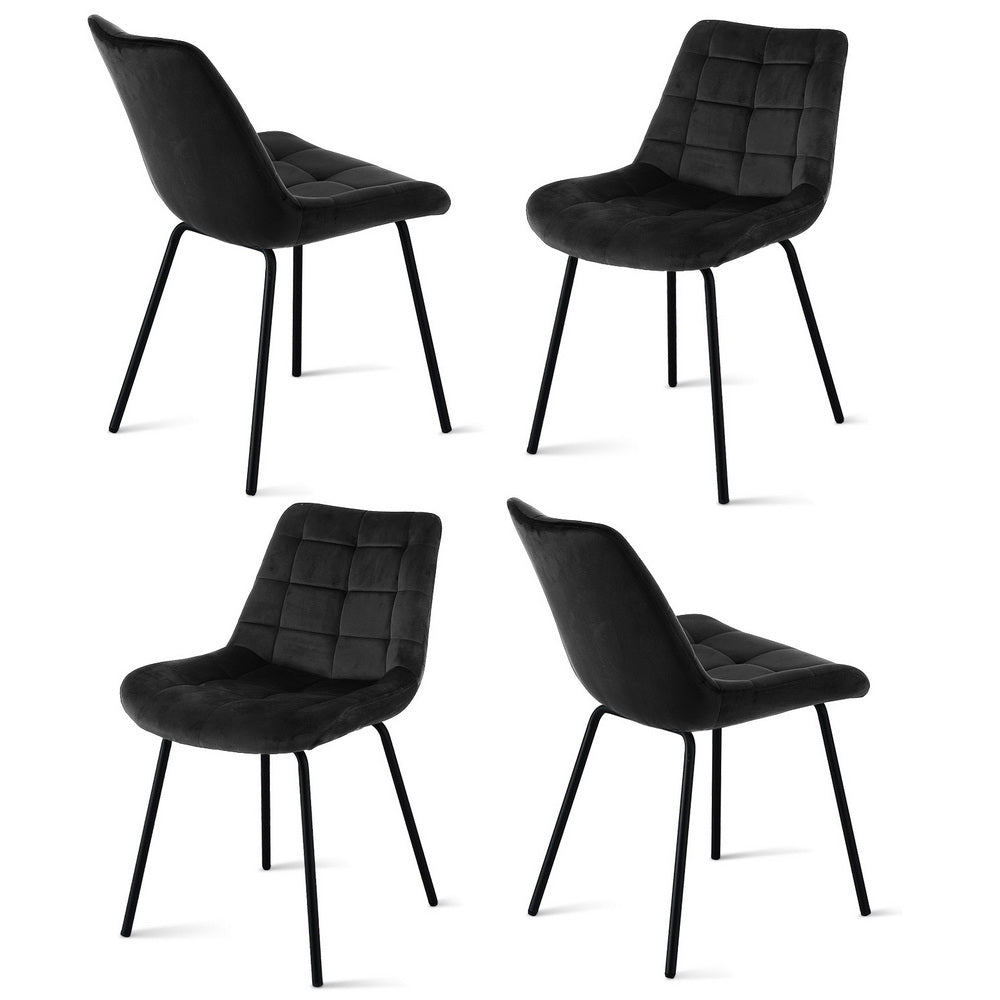 Danica (Set of 4) Velvet Dining Chairs - Black