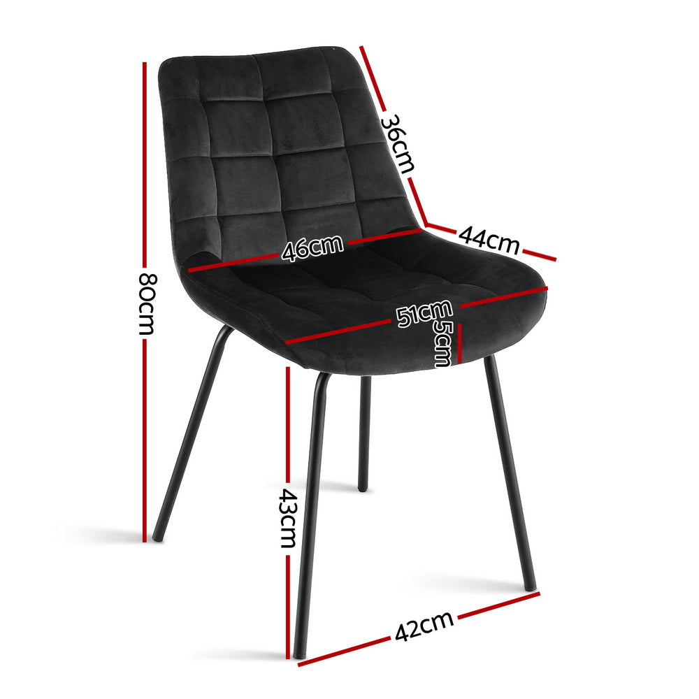 Danica (Set of 4) Velvet Dining Chairs - Black
