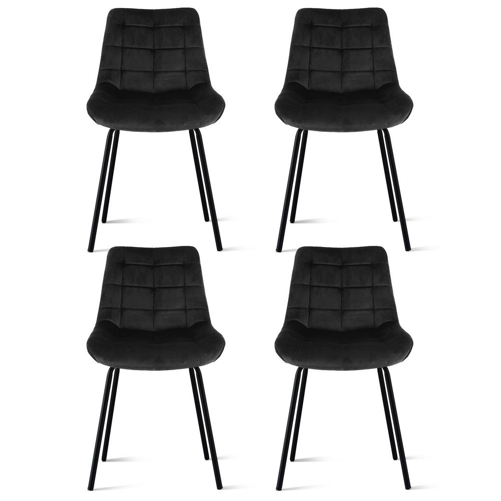 Danica (Set of 4) Velvet Dining Chairs - Black