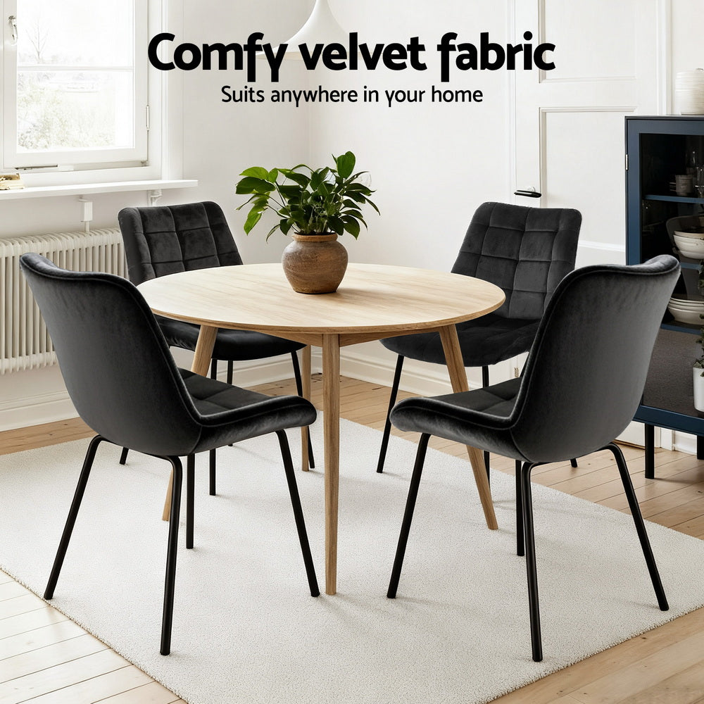 Danica (Set of 4) Velvet Dining Chairs - Black