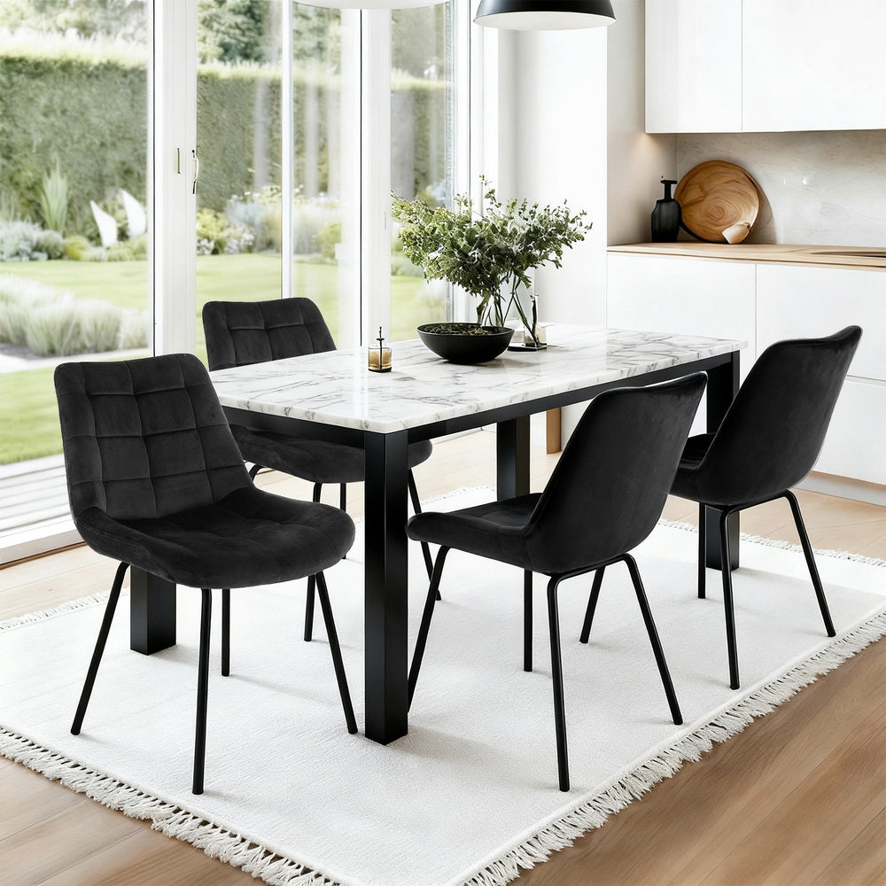 Danica (Set of 4) Velvet Dining Chairs - Black
