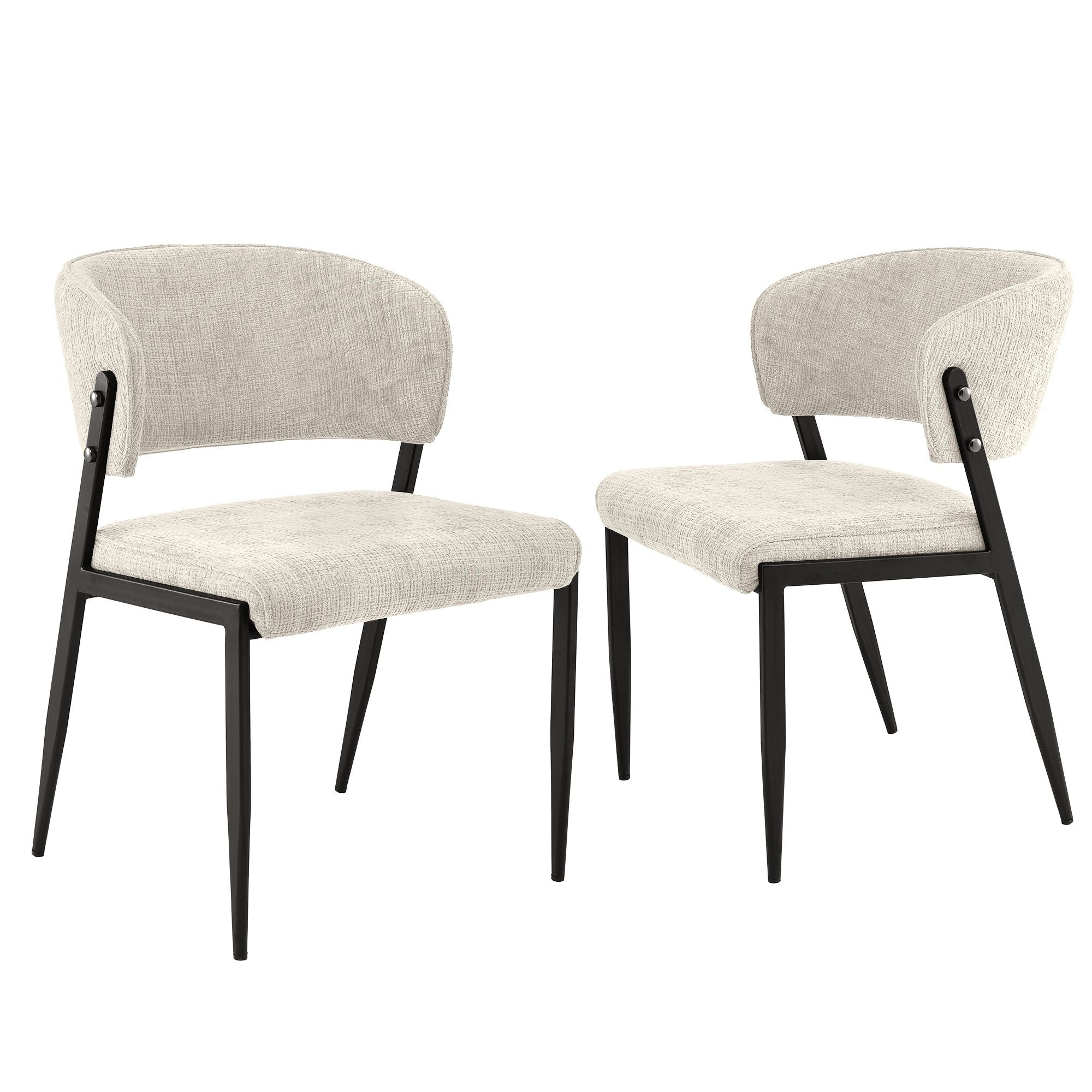 Lydia (Set of 2) Linen-Look Dining Chairs - Beige