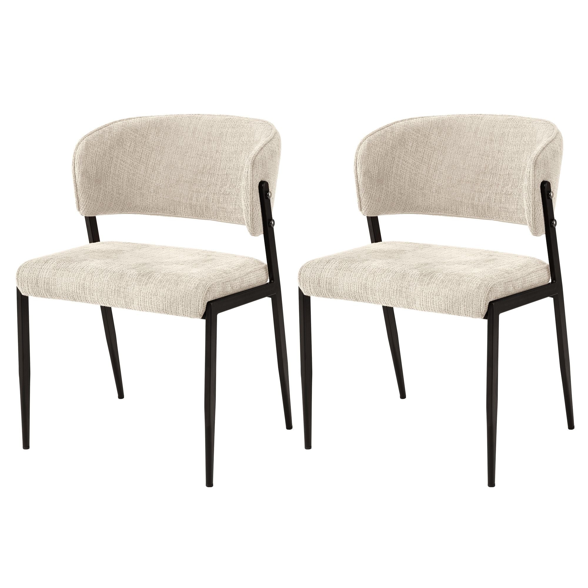 Lydia (Set of 2) Linen-Look Dining Chairs - Beige