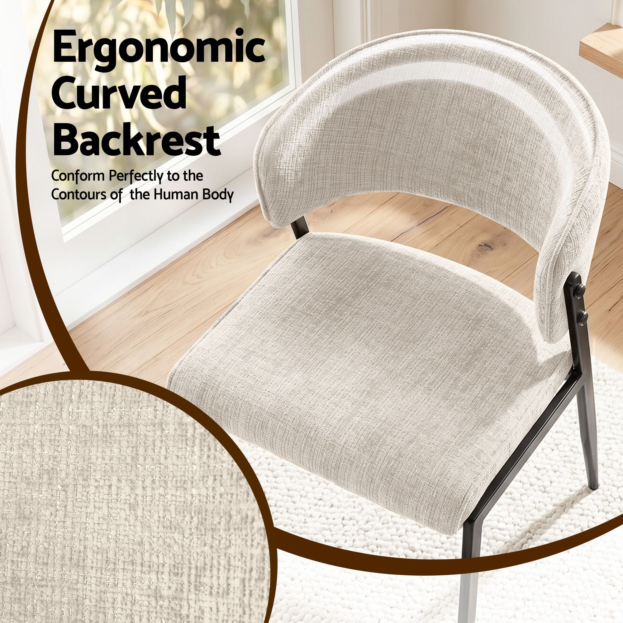 Lydia (Set of 2) Linen-Look Dining Chairs - Beige