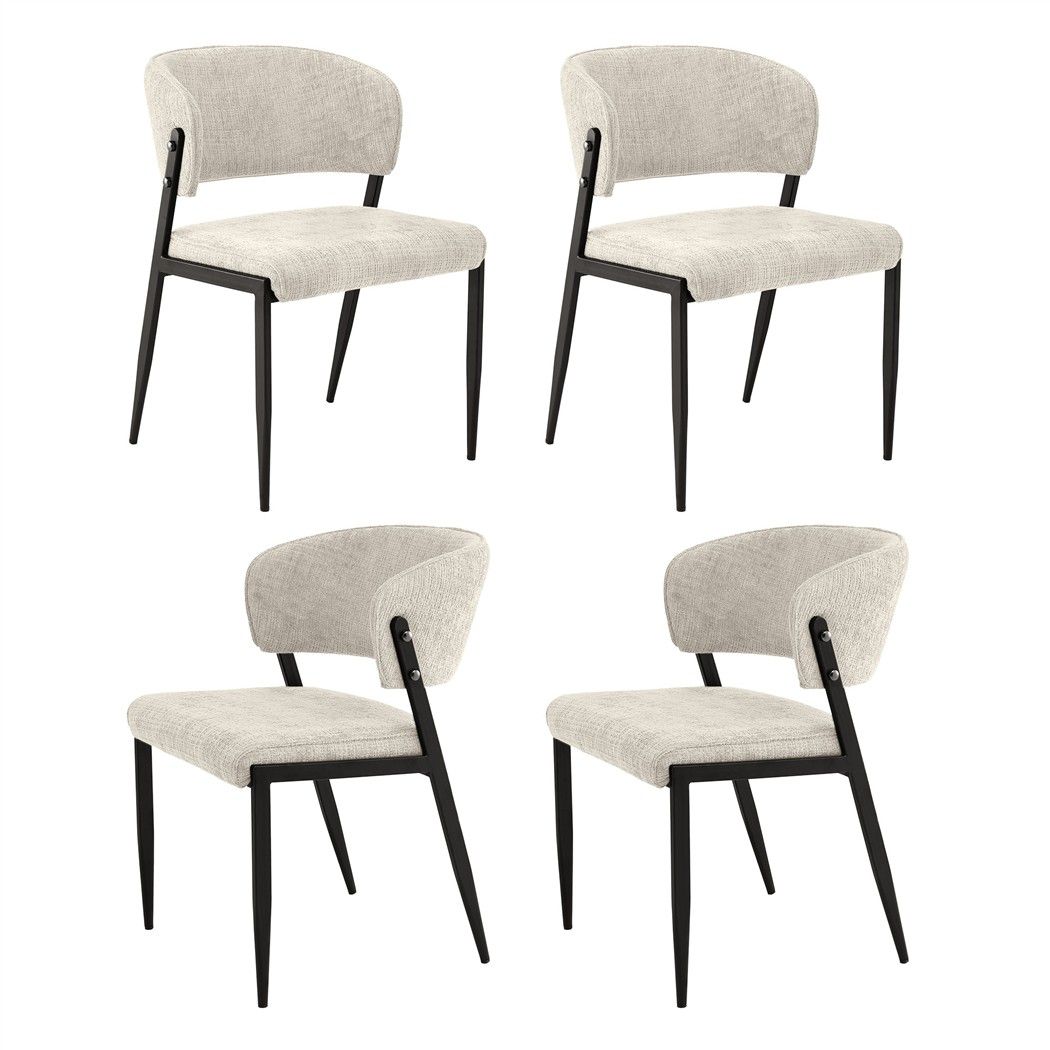 Lydia (Set of 4) Linen-Look Dining Chairs - Beige