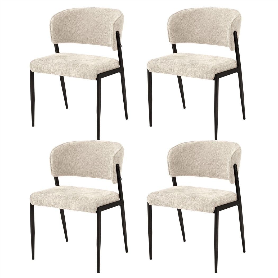 Lydia (Set of 4) Linen-Look Dining Chairs - Beige
