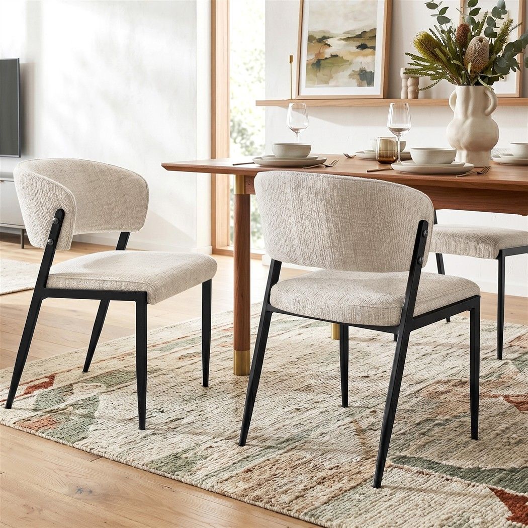 Lydia (Set of 4) Linen-Look Dining Chairs - Beige
