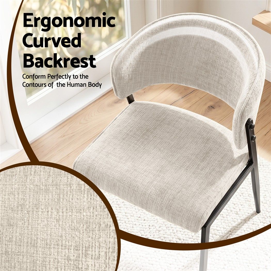 Lydia (Set of 4) Linen-Look Dining Chairs - Beige