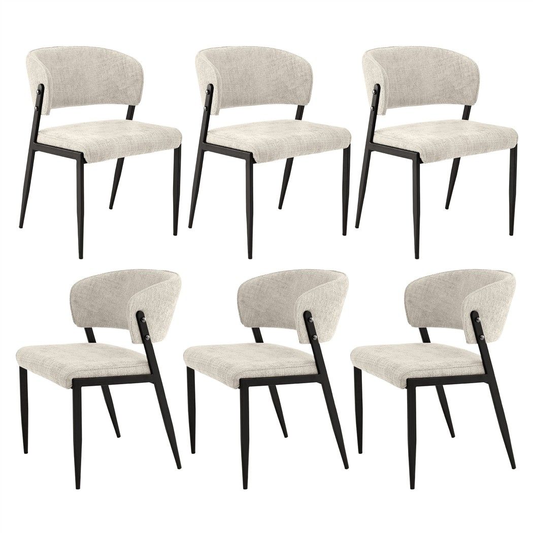 Lydia (Set of 6) Linen-Look Dining Chairs - Beige