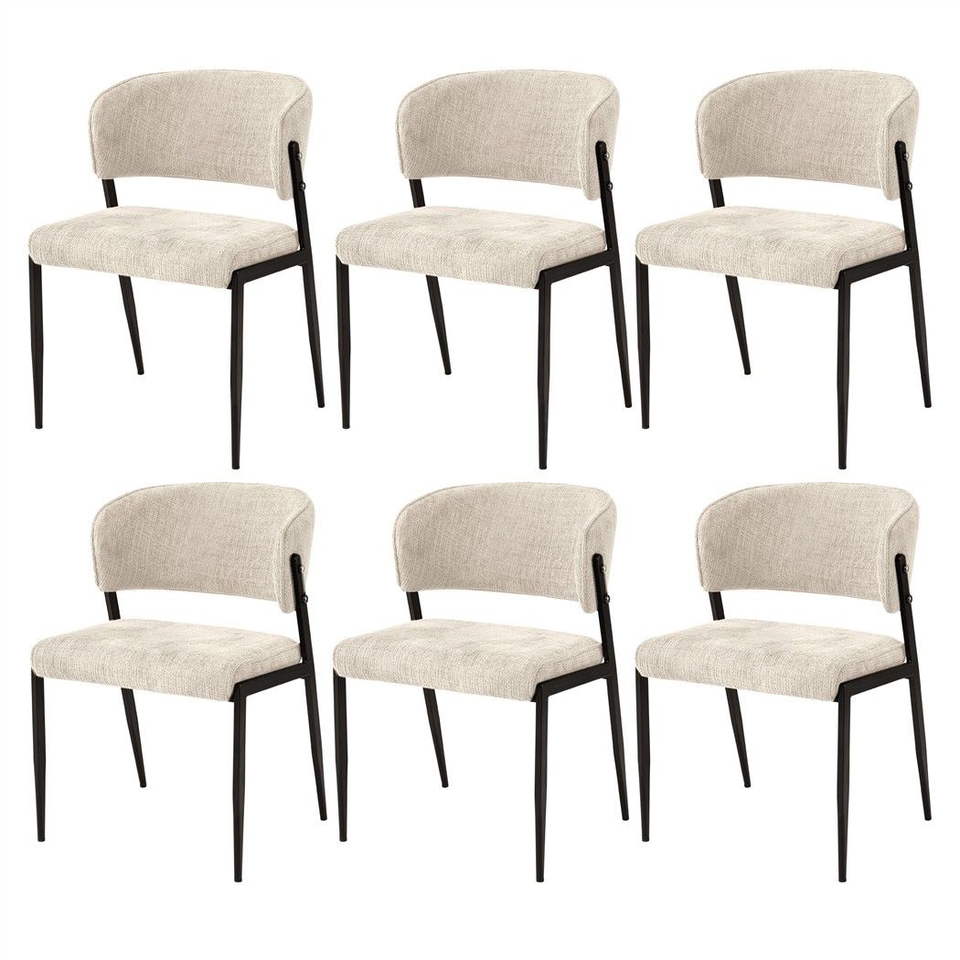 Lydia (Set of 6) Linen-Look Dining Chairs - Beige
