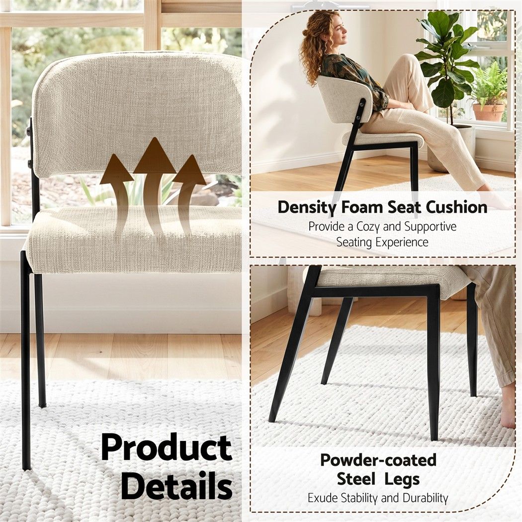 Lydia (Set of 6) Linen-Look Dining Chairs - Beige