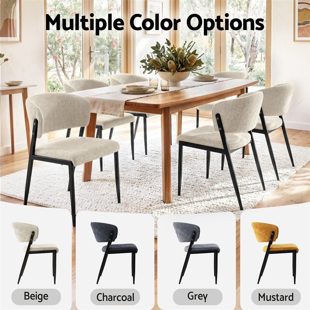 Lydia (Set of 6) Linen-Look Dining Chairs - Beige