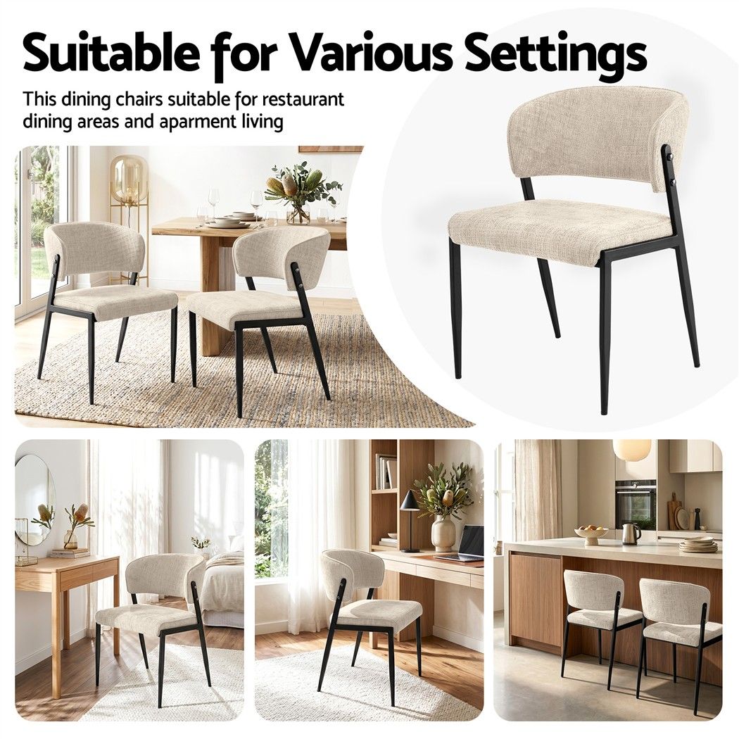Lydia (Set of 6) Linen-Look Dining Chairs - Beige