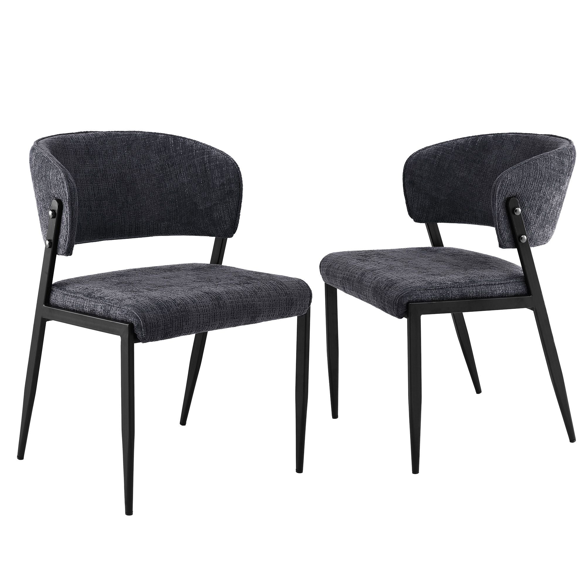 Lydia (Set of 2) Linen-Look Dining Chairs - Charcoal
