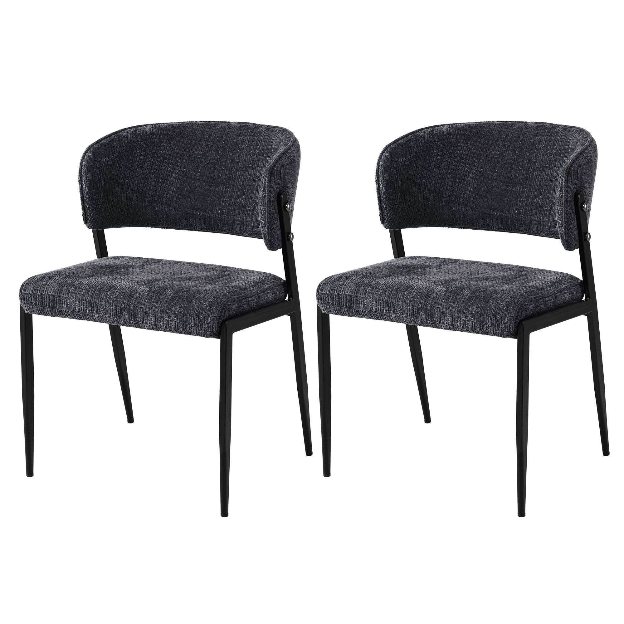 Lydia (Set of 2) Linen-Look Dining Chairs - Charcoal