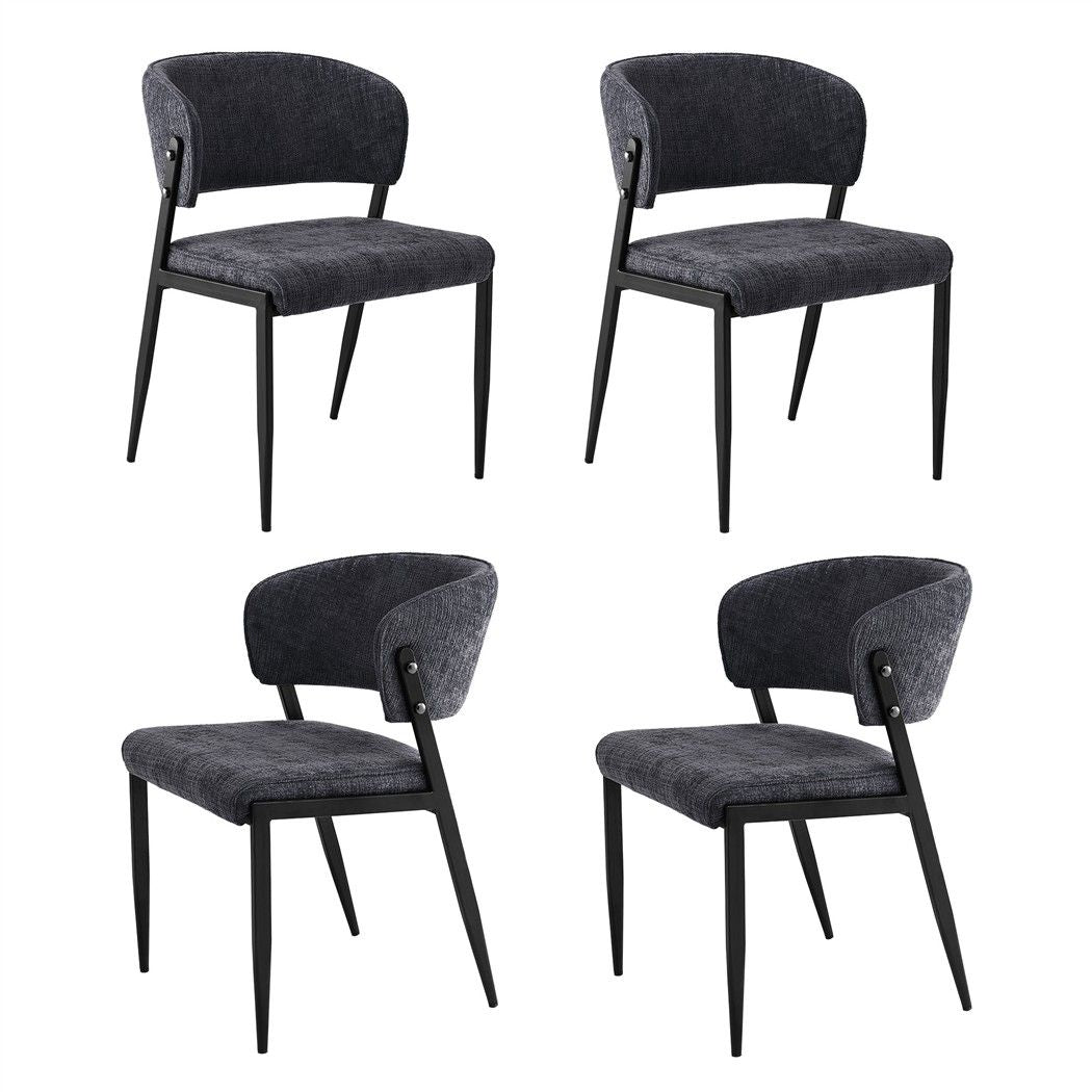 Lydia (Set of 4) Linen-Look Dining Chairs - Charcoal