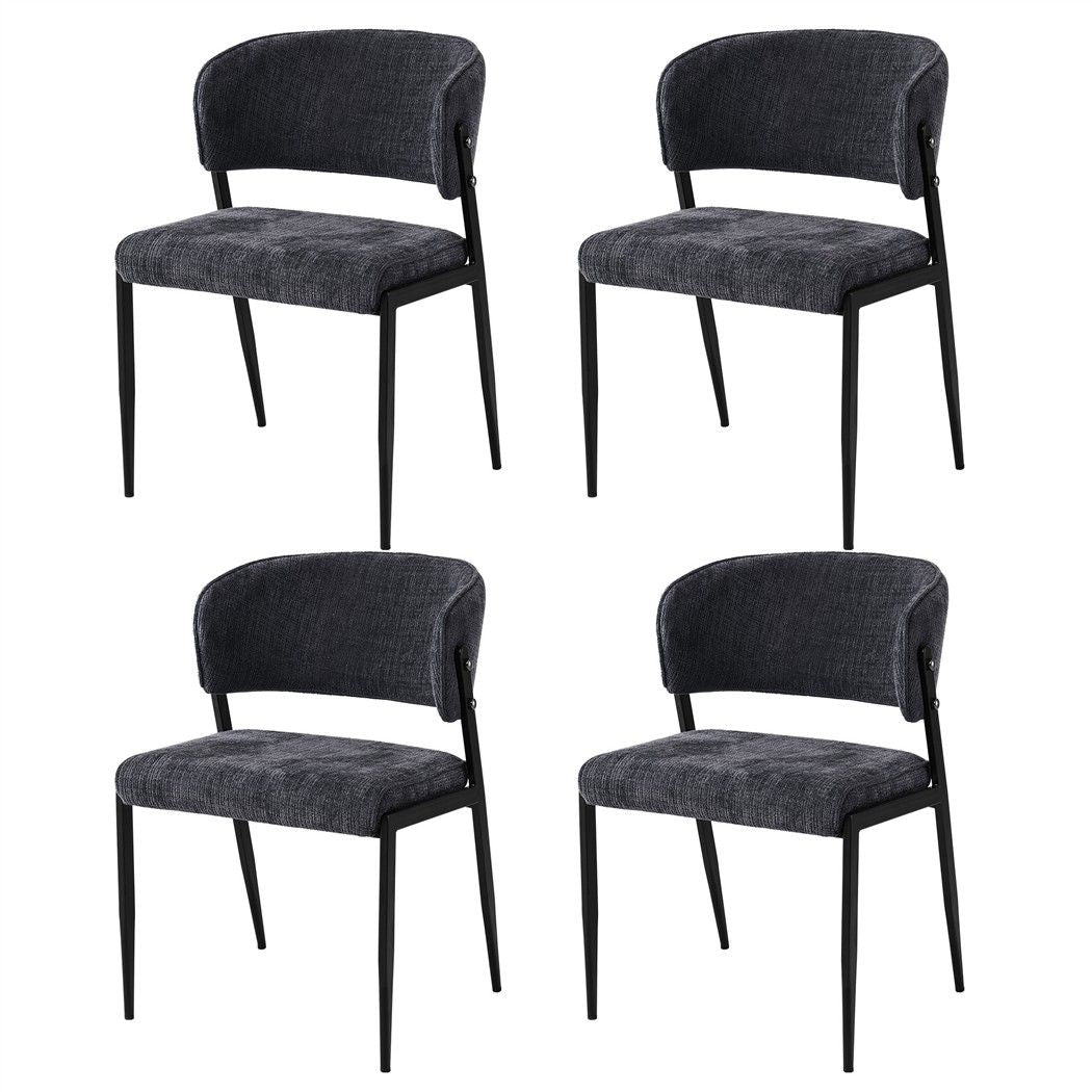 Lydia (Set of 4) Linen-Look Dining Chairs - Charcoal