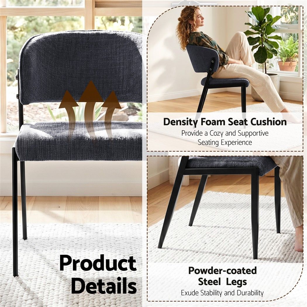 Lydia (Set of 4) Linen-Look Dining Chairs - Charcoal