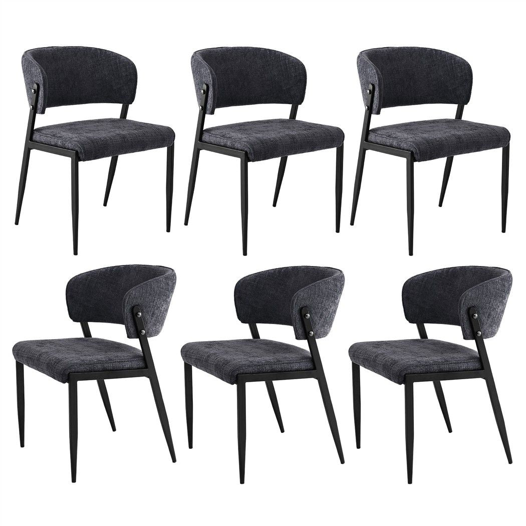 Lydia (Set of 6) Linen-Look Dining Chairs - Charcoal