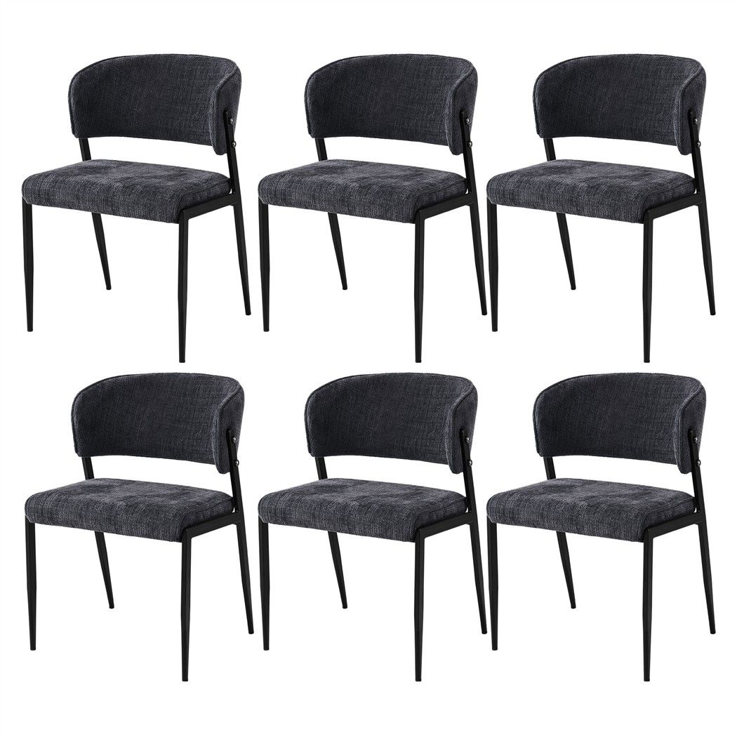 Lydia (Set of 6) Linen-Look Dining Chairs - Charcoal