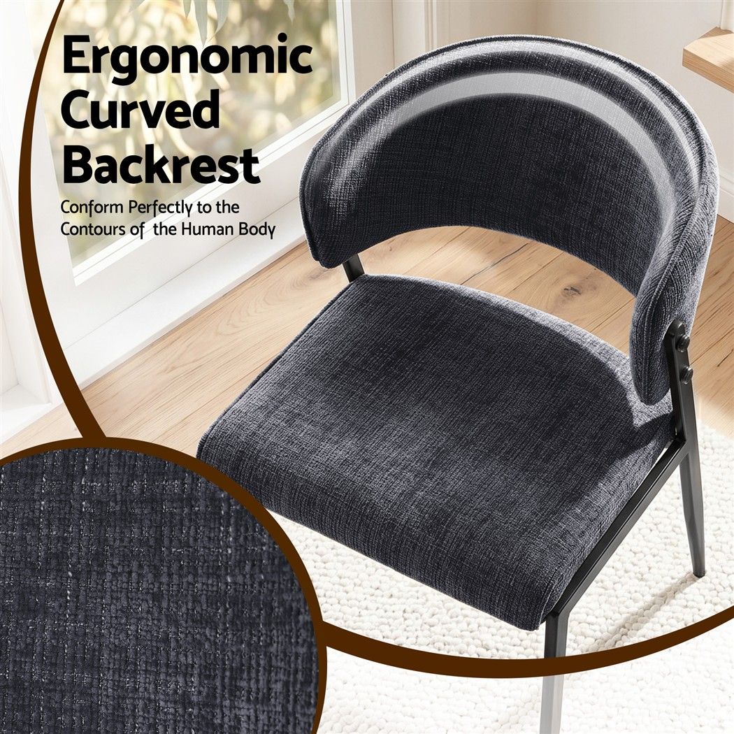 Lydia (Set of 6) Linen-Look Dining Chairs - Charcoal