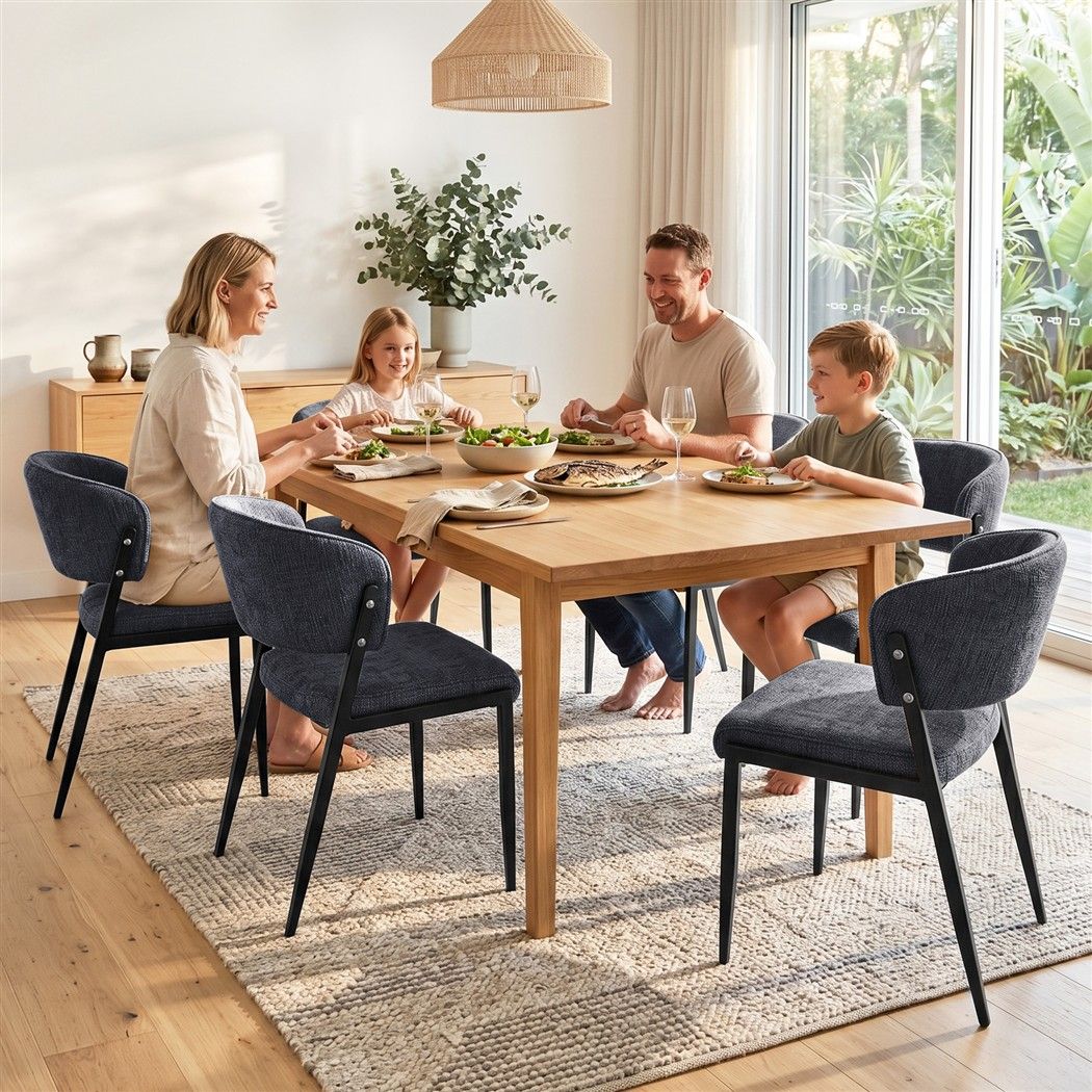 Lydia (Set of 6) Linen-Look Dining Chairs - Charcoal