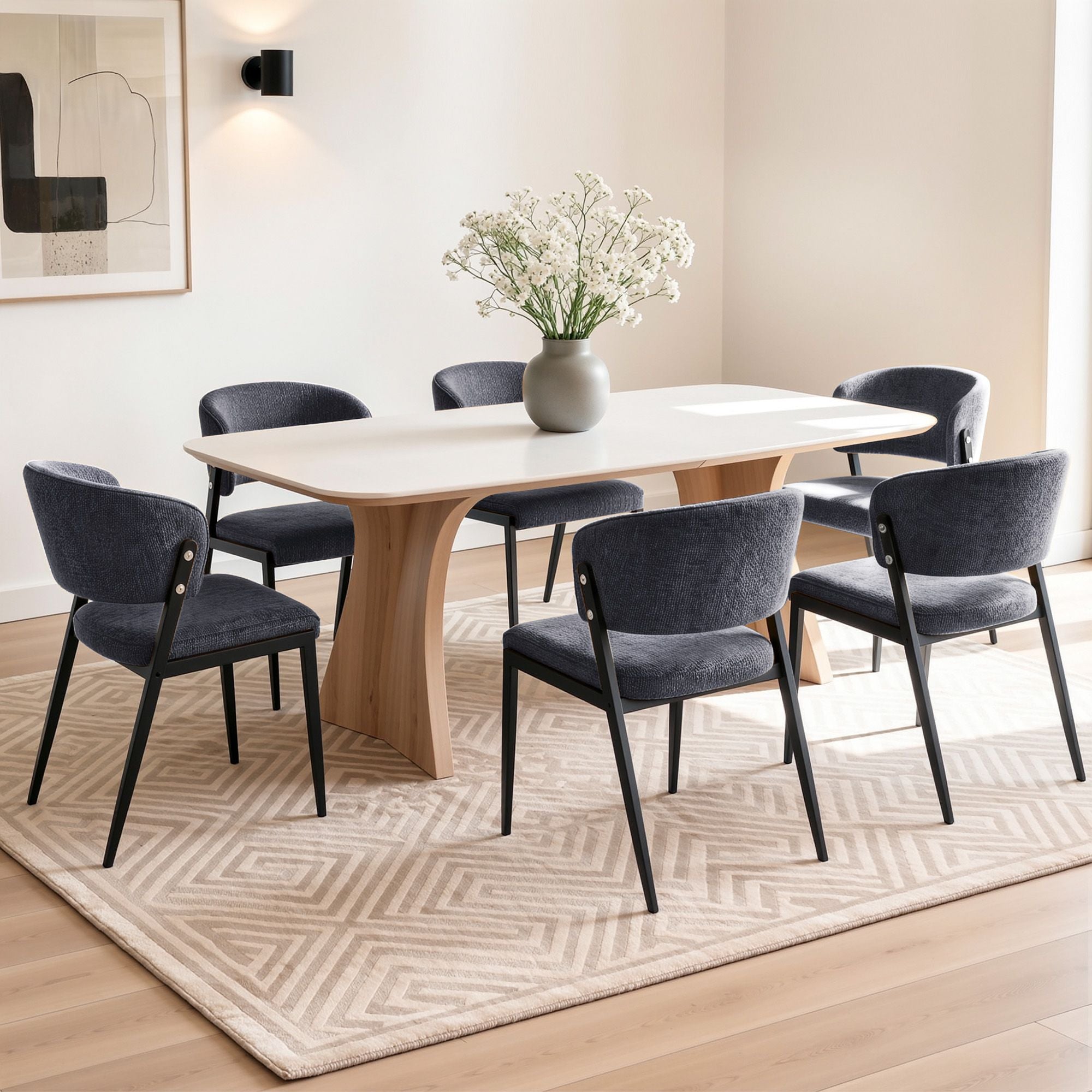 Lydia (Set of 6) Linen-Look Dining Chairs - Charcoal