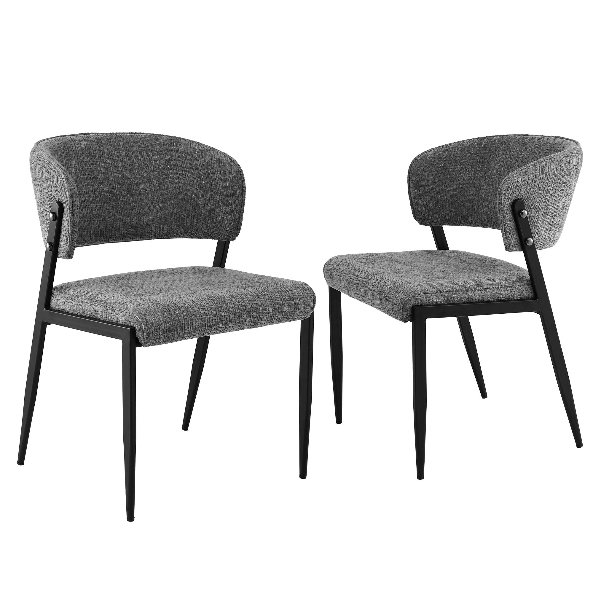 Lydia (Set of 2) Linen-Look Dining Chairs - Grey