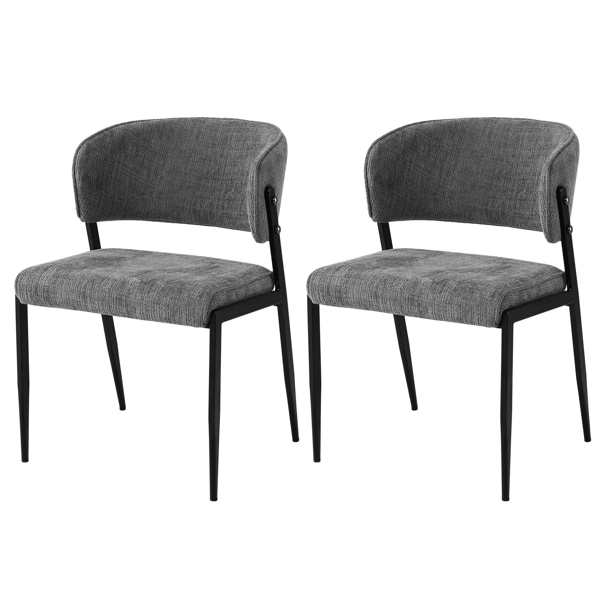 Lydia (Set of 2) Linen-Look Dining Chairs - Grey