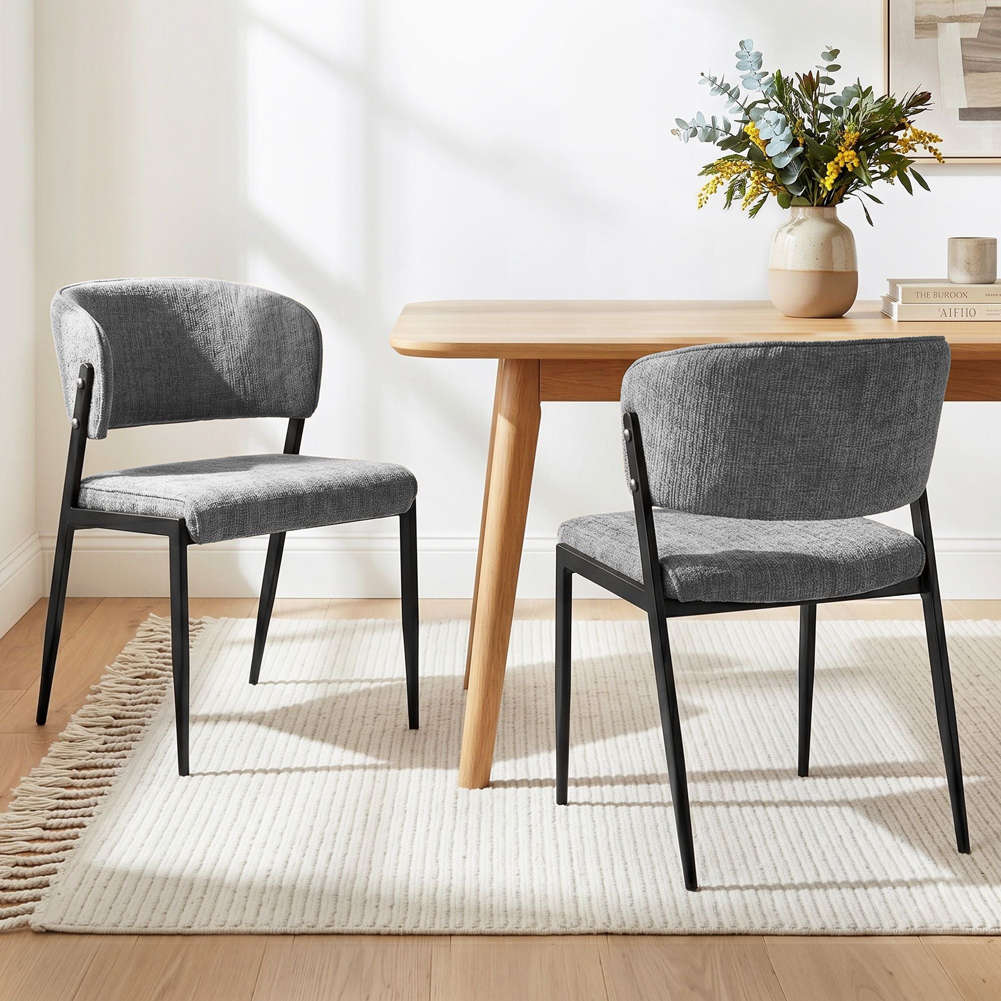 Lydia (Set of 2) Linen-Look Dining Chairs - Grey