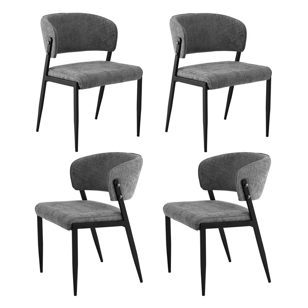 Lydia (Set of 4) Linen-Look Dining Chairs - Grey