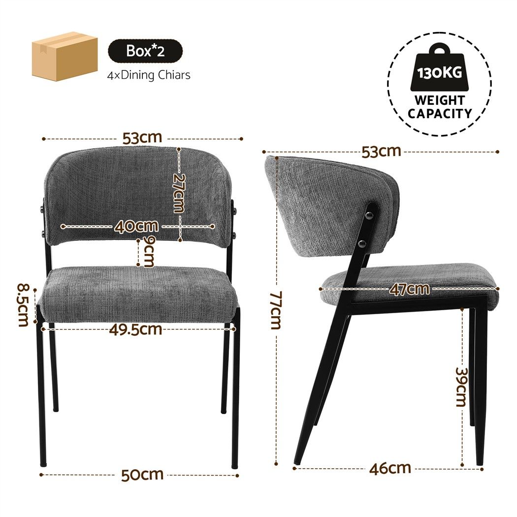 Lydia (Set of 4) Linen-Look Dining Chairs - Grey