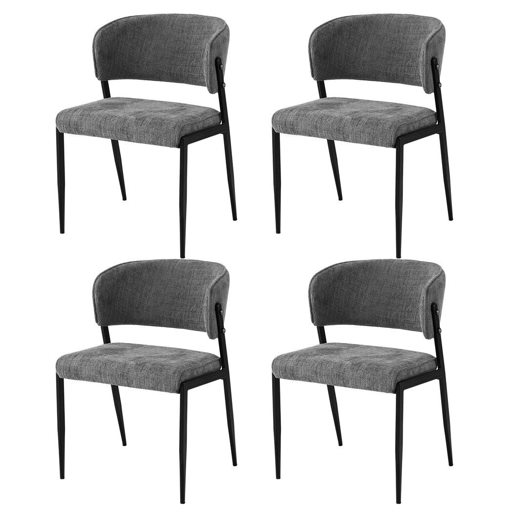 Lydia (Set of 4) Linen-Look Dining Chairs - Grey