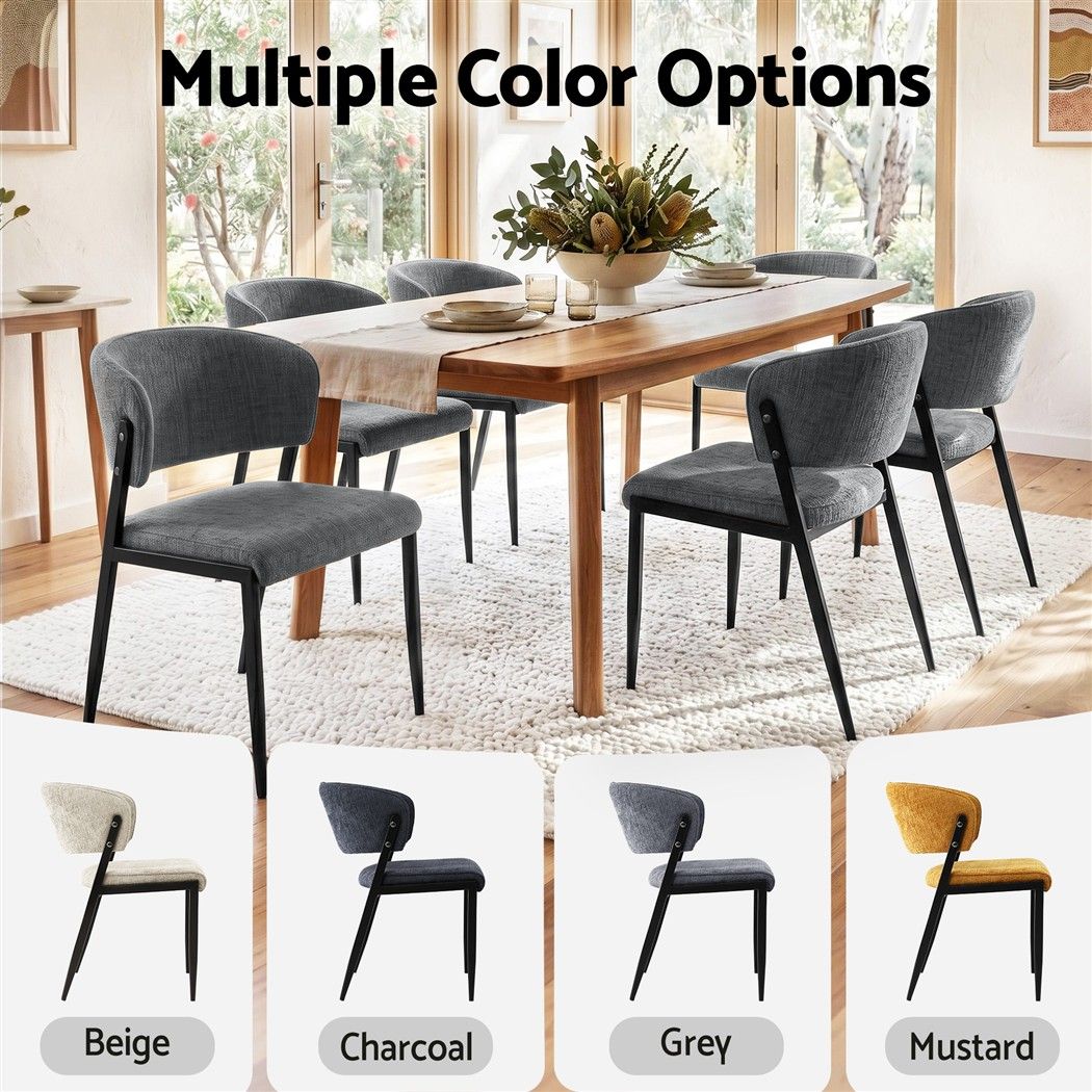 Lydia (Set of 4) Linen-Look Dining Chairs - Grey