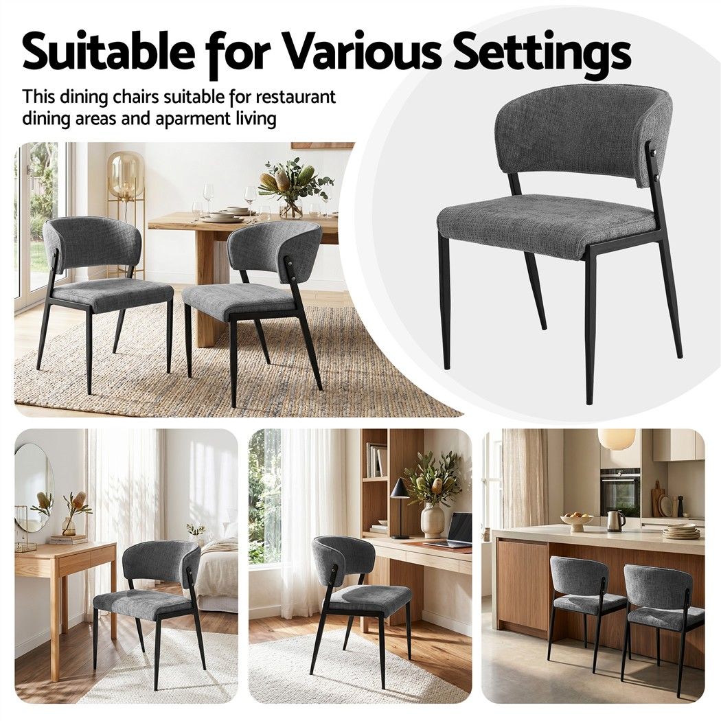 Lydia (Set of 4) Linen-Look Dining Chairs - Grey