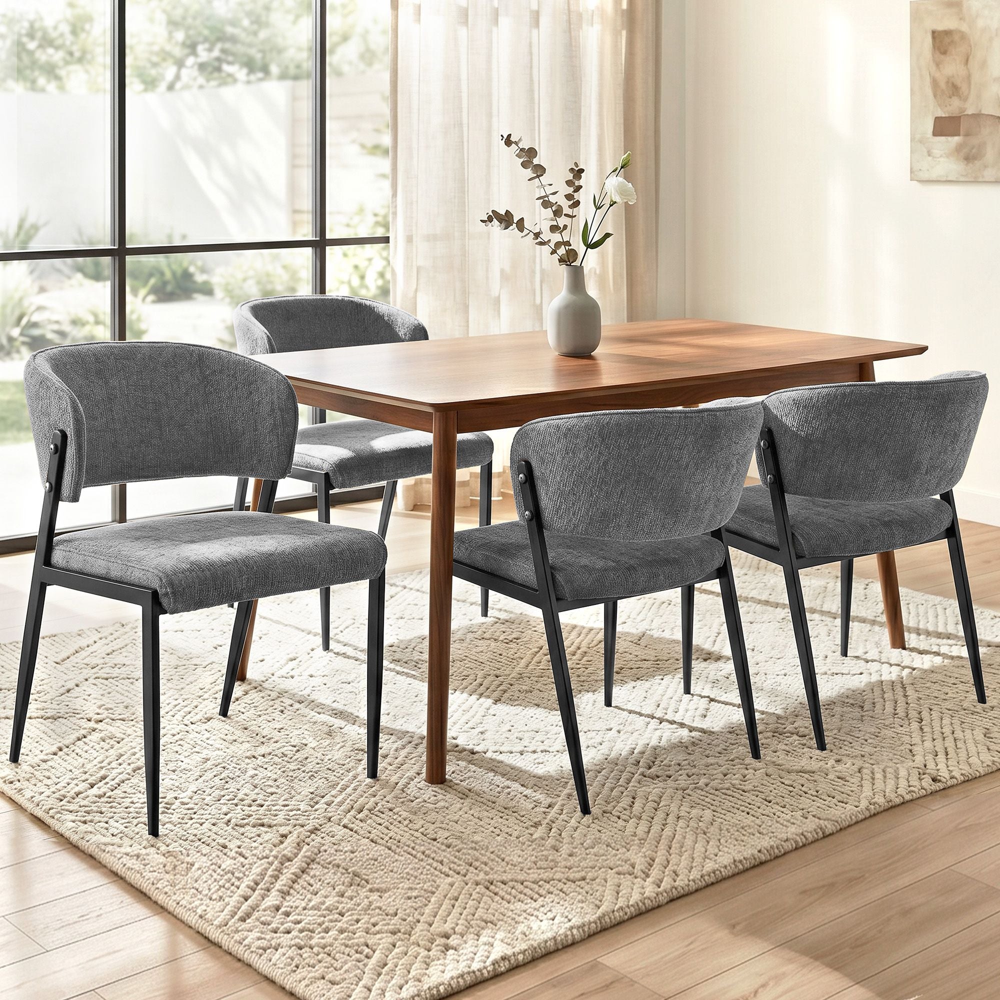 Lydia (Set of 4) Linen-Look Dining Chairs - Grey
